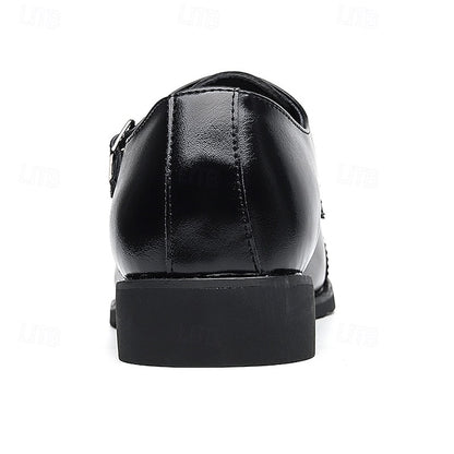 Double with Brown Monk Faux Men's Leather Strap Shoes