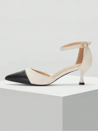 Two-Tone Ankle Women's Stylish Pointed Toe Kitten Heel