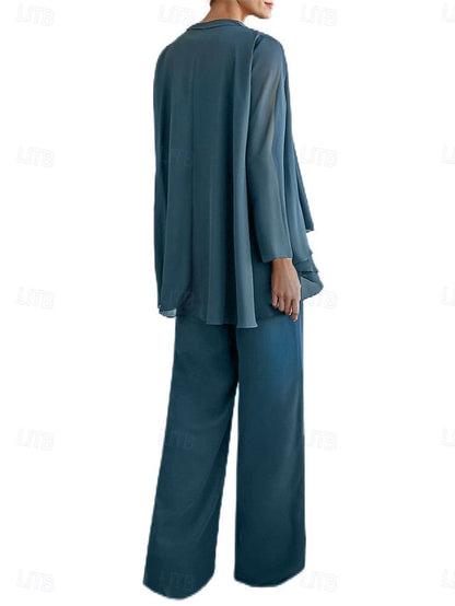 Piece Pantsuit Elegant the Crew 3 Mother Neck of Dress Bride