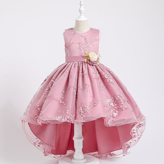 Dress Kids Sleeveless Solid Colored Floral Girls' Wedding