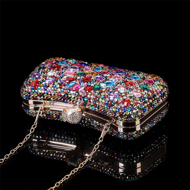 Luxury Evening Women's – Multicolor Clutch Crystal