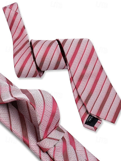 Men's Silk Checkered Square and Set Pocket Purple Tie –