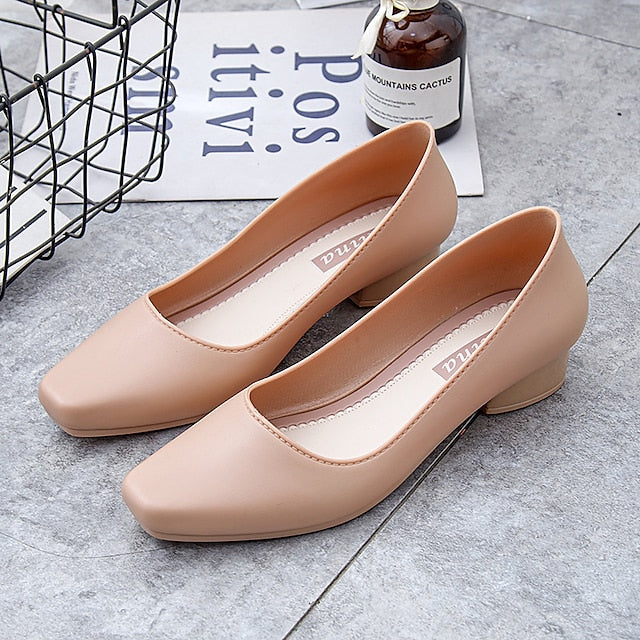 Slip-On Round Pumps – Heel Toe Women's Black Low Classic