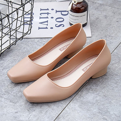 Slip-On Round Pumps – Heel Toe Women's Black Low Classic