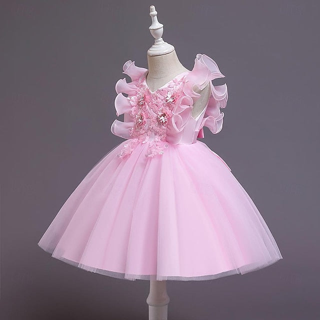 Flower Girls' Kids Color Sequin Party Dress Solid