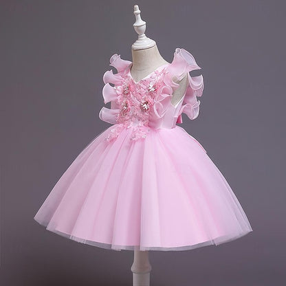 Flower Girls' Kids Color Sequin Party Dress Solid