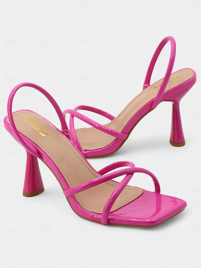 Sandals Strappy Square Beige – Design with Toe Heeled