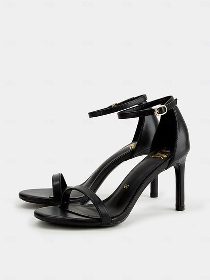 Strap for Open-Toe Stiletto Ankle Elegant Women Sandals Black -