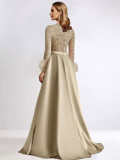 Elegant Length A-Line Gown Dress Formal Long Floor Evening