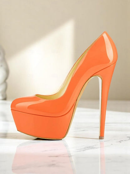 Platform Patent Pointed-Toe and with Heels Black Women's