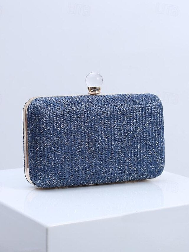 Elegant Stylish with Clutch Straw Pearl - Clasp Purse