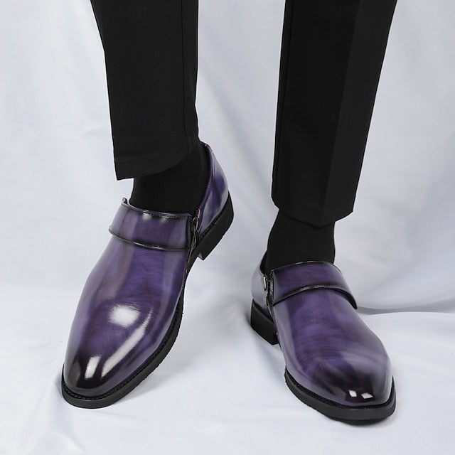 Business Shoes Brown Loafers Slip-On Leather Men's