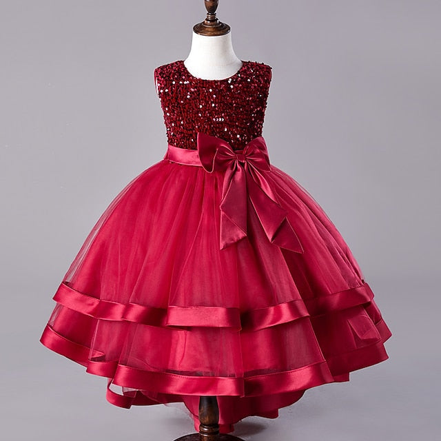 Party Sequin Wedding Kids Festival Girls' Sleeveless Dress