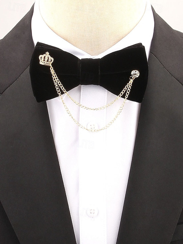 Detail Men's Bow Chain with Velvet Tie and Crown –