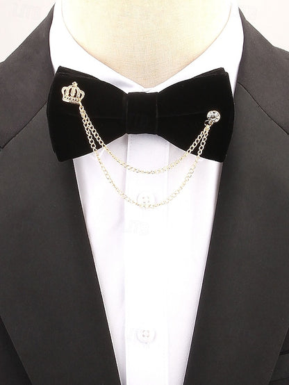 Detail Men's Bow Chain with Velvet Tie and Crown –