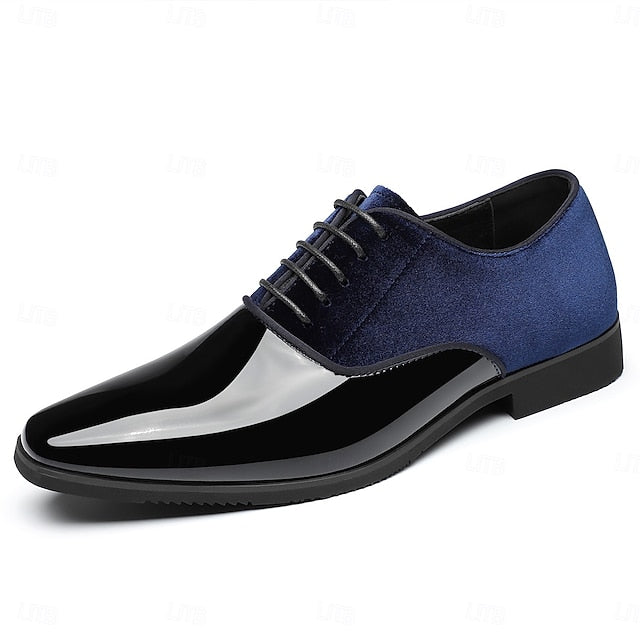 Velvet Shoes White Men's and Glossy Blue Finish with