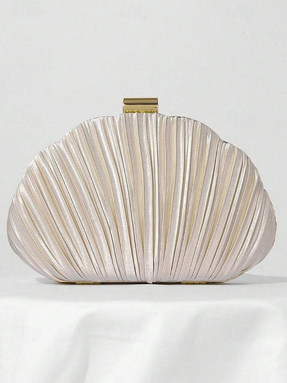 Purse Pleated Shell Evening Satin Clutch Women's