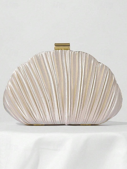 Purse Pleated Shell Evening Satin Clutch Women's