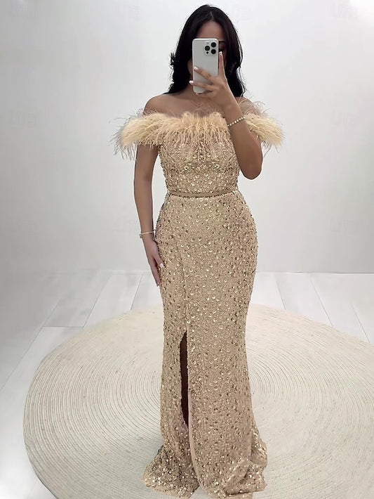 Mermaid Elegant Dress Evening Length Floor Formal Gown