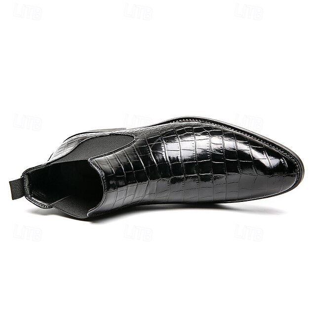 Boots Crocodile Chelsea Pattern Slip-On – Brown Men's