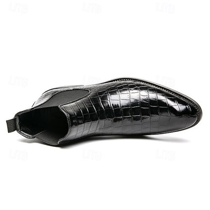 Boots Crocodile Chelsea Pattern Slip-On – Brown Men's