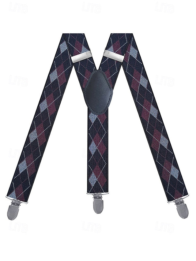 Men's Clip-On Classic Suspenders Pattern Argyle –