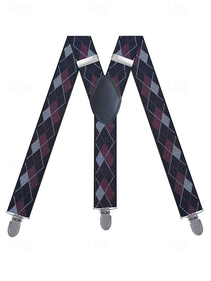 Men's Clip-On Classic Suspenders Pattern Argyle –