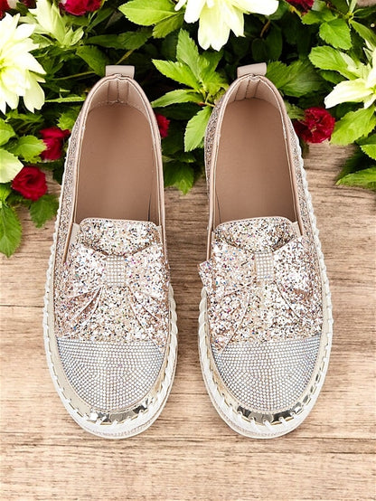 Women Loafers Slip-On for Glittery – Sparkling Rhinestone