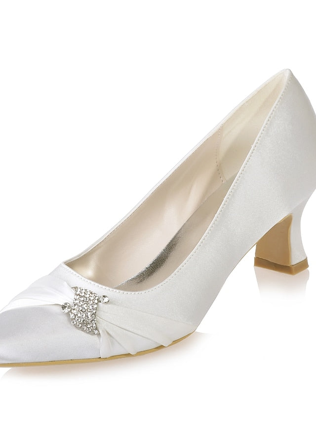 Satin Rhinestone Kitten Blue Women's with Bow Royal Heels