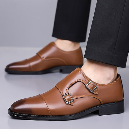 Double Elegant Shoes Monk Leather Strap Men's –
