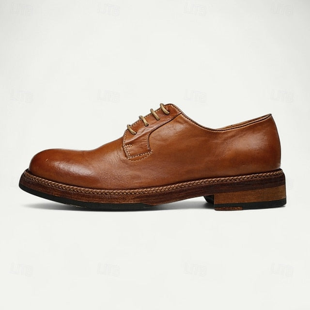 Goodyear Men's Clean with Derby Shoes Welt Leather and Tan