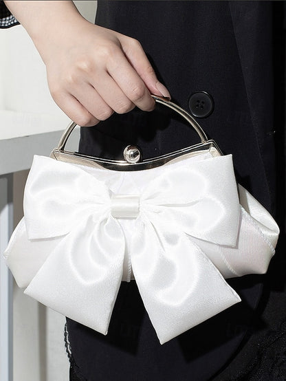 Elegant Bag Women's – Pearl Bow Satin Evening Clutch