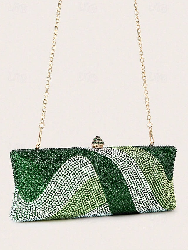 Clutch Crystal Bag Evening with Women's Strap Chain