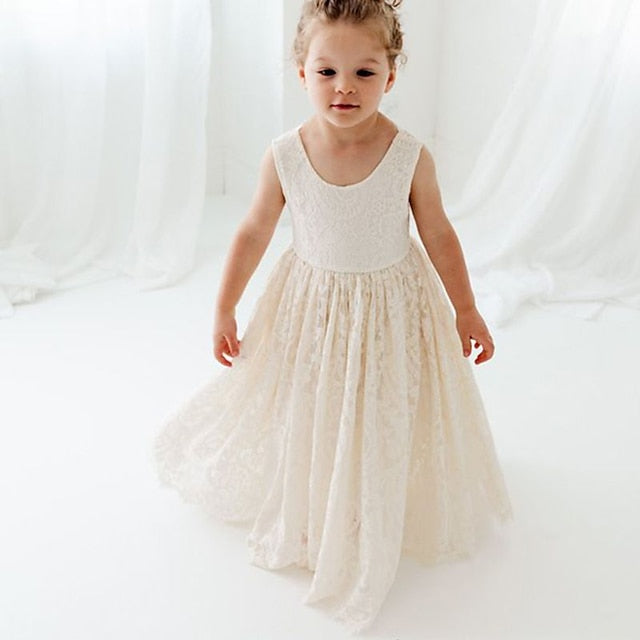 Sleeveless Wedding Solid Dress Colored Party Kids Girls'