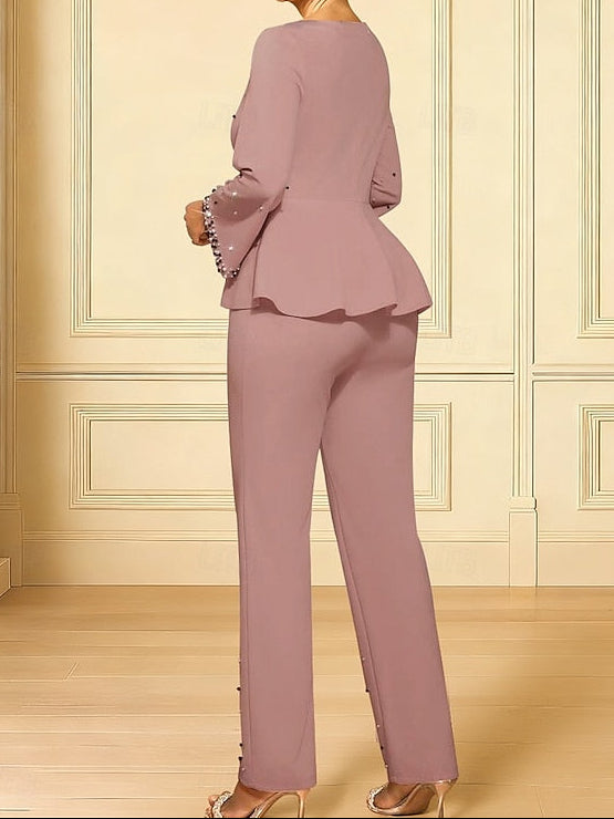 Ankle Bride Length the Mother of V Dress Elegant Neck Jumpsuits