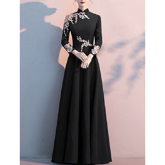 Bride Dress the of Mother A-Line Simple Elegant Floor High Neck