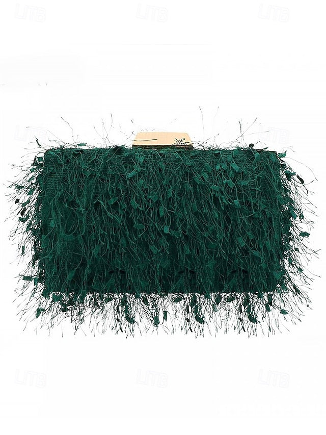 Chain Women's with Clutch Strap Feathered Chic Evening