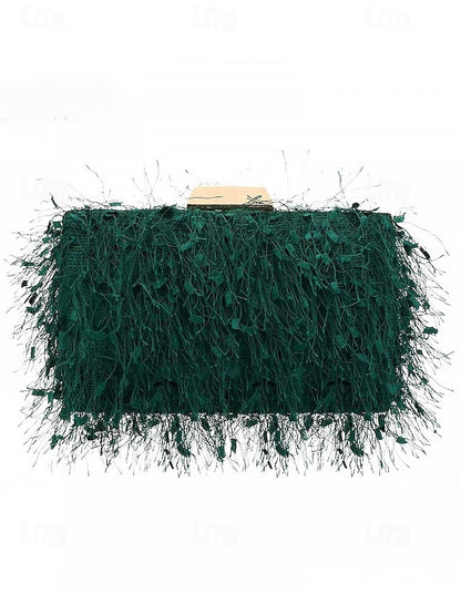 Chain Women's with Clutch Strap Feathered Chic Evening