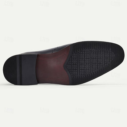 Blue Cowhide Shoes Men's Classic Oxford Genuine Navy