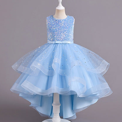Color Sleeveless Solid Party Girls' Kids Dress