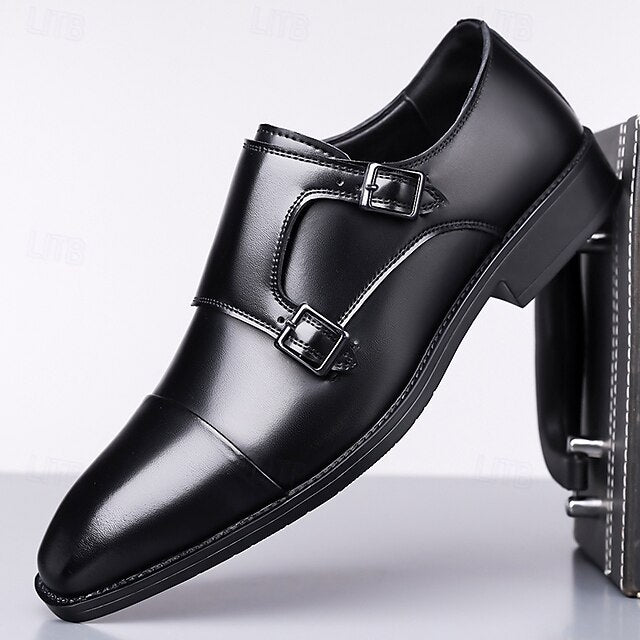 Double Elegant Shoes Monk Leather Strap Men's –
