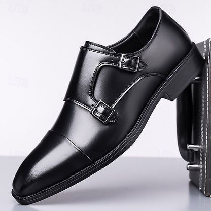 Double Elegant Shoes Monk Leather Strap Men's –