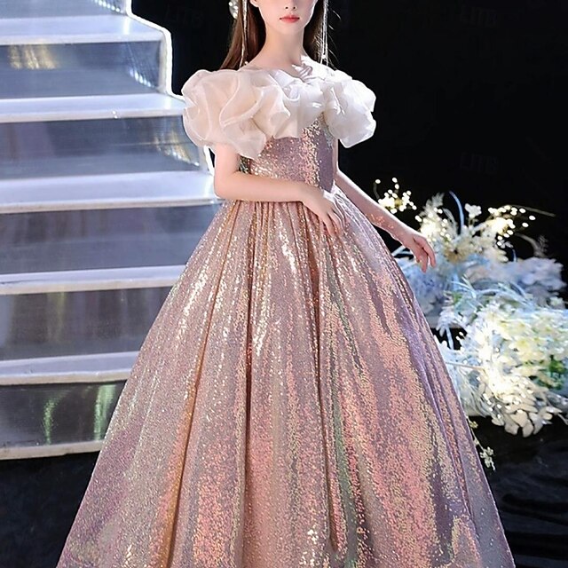 Dress Performance Girls' Party Color Sleeveless Solid Kids