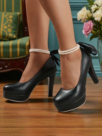 Victorian-Style 1950s Pink Women's Faux - Platform Heels