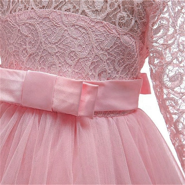Girls' Dress Solid Flower Kids Colored Girl Wedding