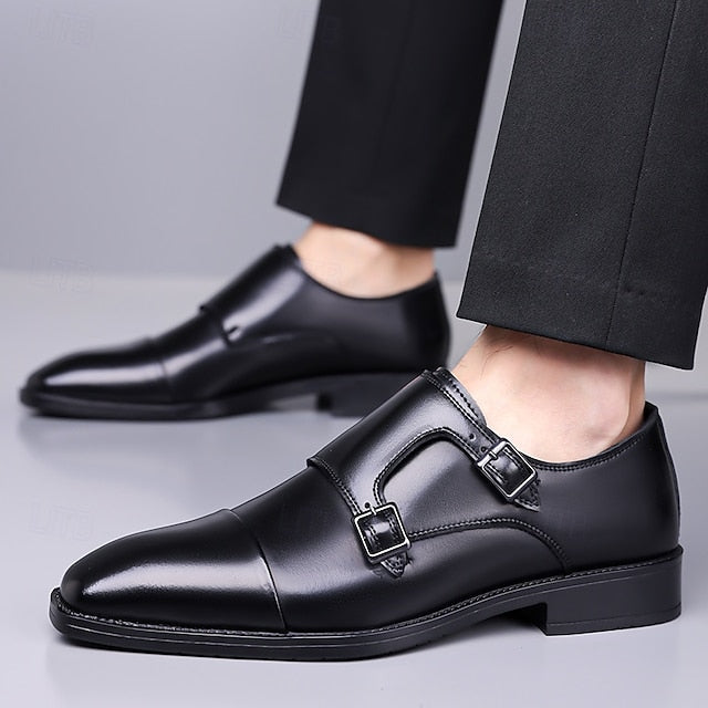 Double Elegant Shoes Monk Leather Strap Men's –