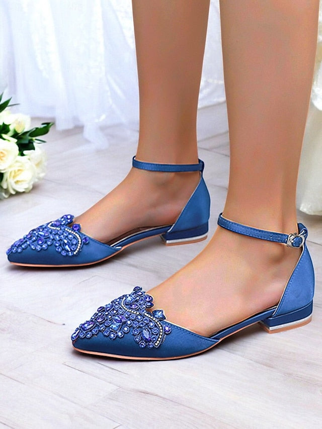 Embellished Green Vintage Gemstone Flats – Pointed-Toe Style
