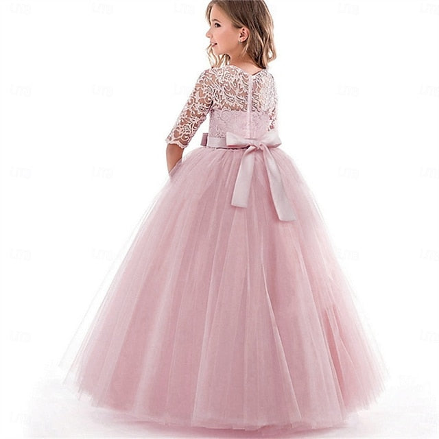 Girls' Dress Solid Flower Kids Colored Girl Wedding