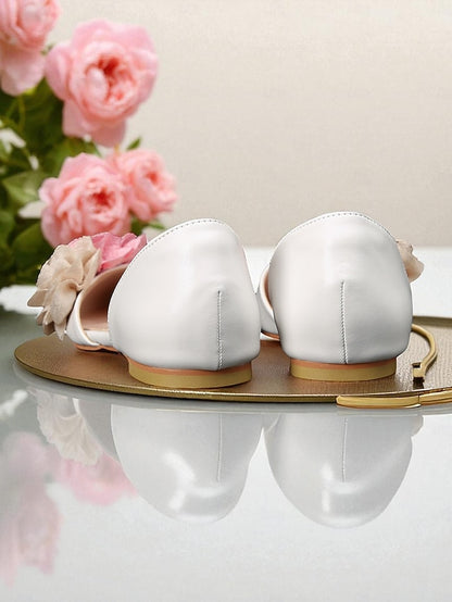 and Pink White Beige with Flower Wedding Women's Flats