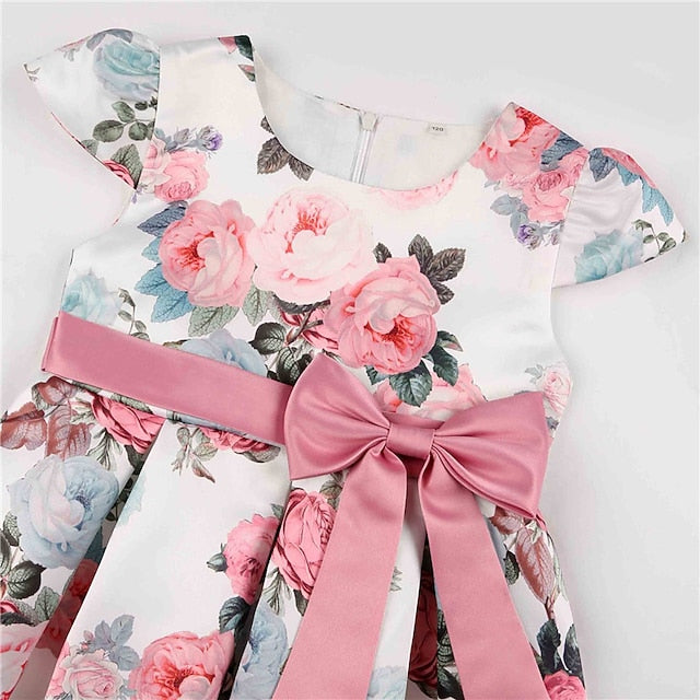 Kids Dress Floral Girls' Sleeve Short Party Flower